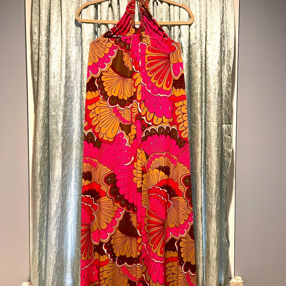 Veronicam Polyester Multi Color Halter Dress